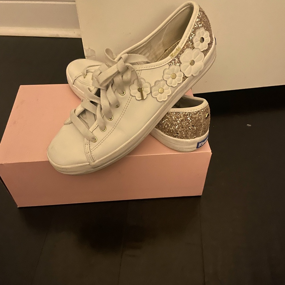 keds x kate spade new york kickstart glitter appliqués sneakers size 10